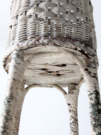 antique white wicker planter