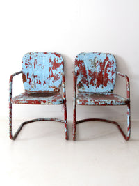 mid-century patio chairs pair