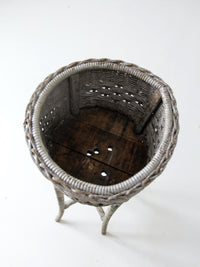 antique white wicker planter
