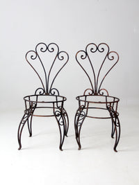 vintage metal garden chairs pair