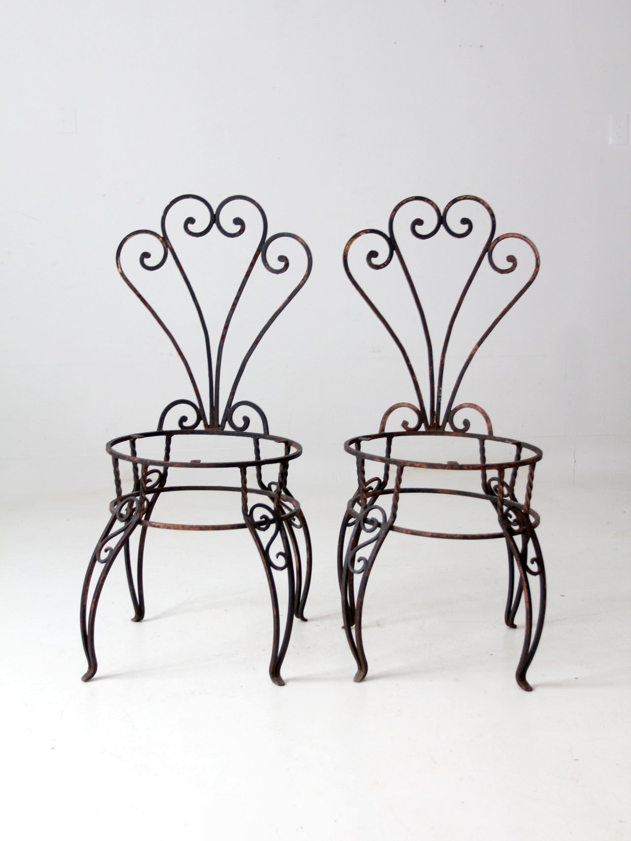 vintage metal garden chairs pair