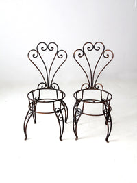 vintage metal garden chairs pair