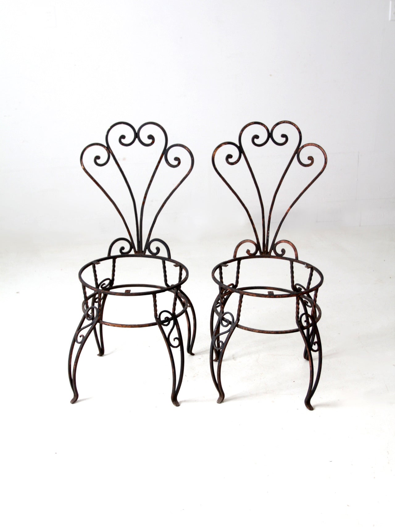 vintage metal garden chairs pair