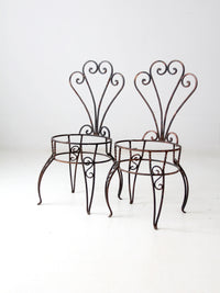vintage metal garden chairs pair