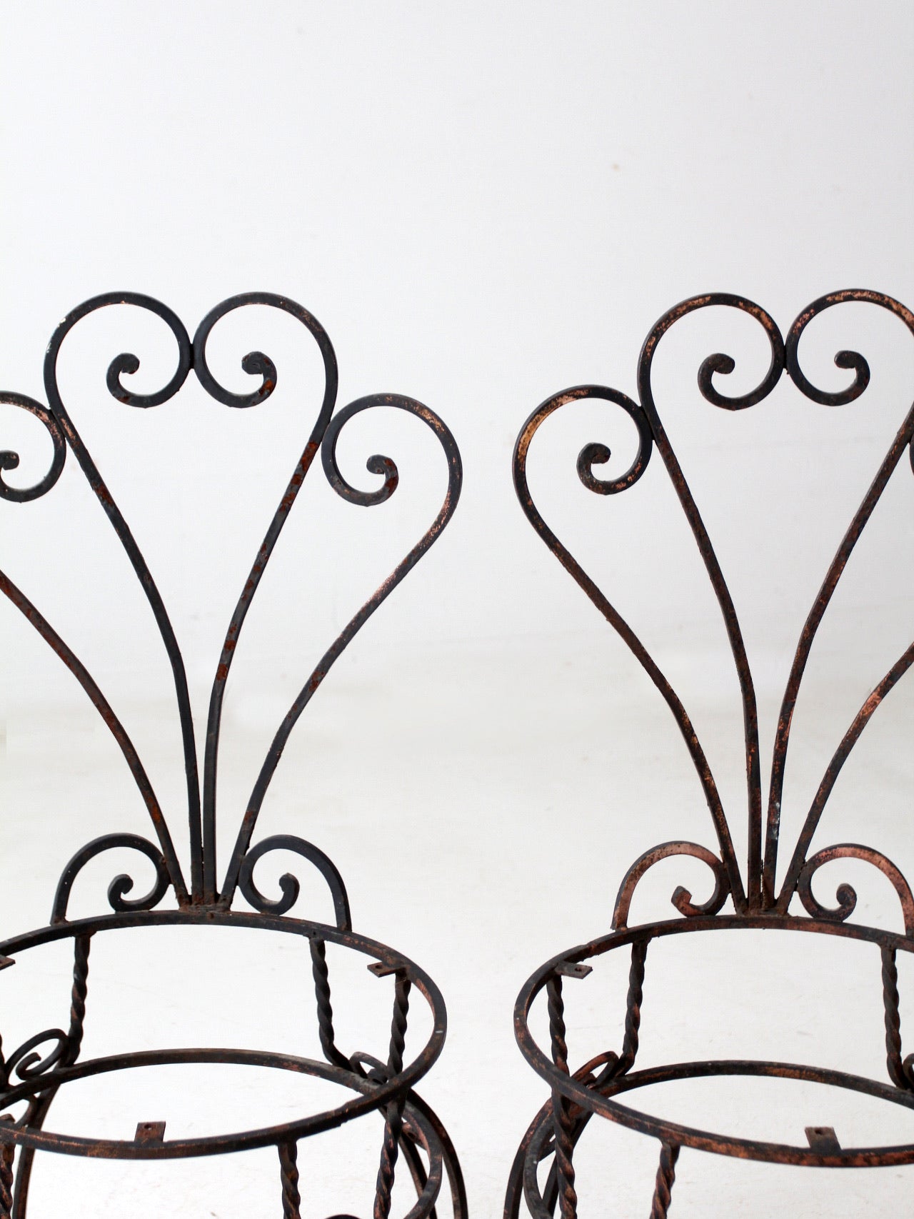 vintage metal garden chairs pair