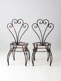 vintage metal garden chairs pair