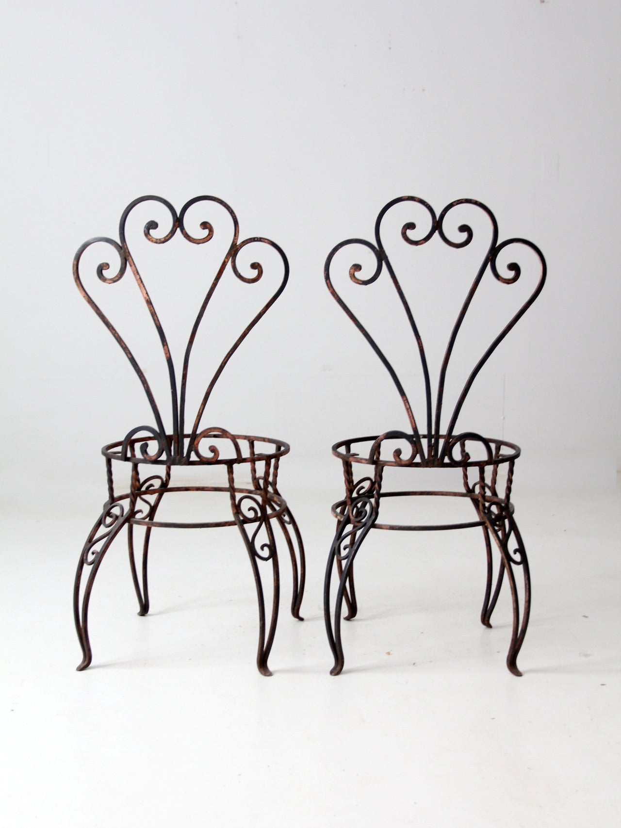 vintage metal garden chairs pair