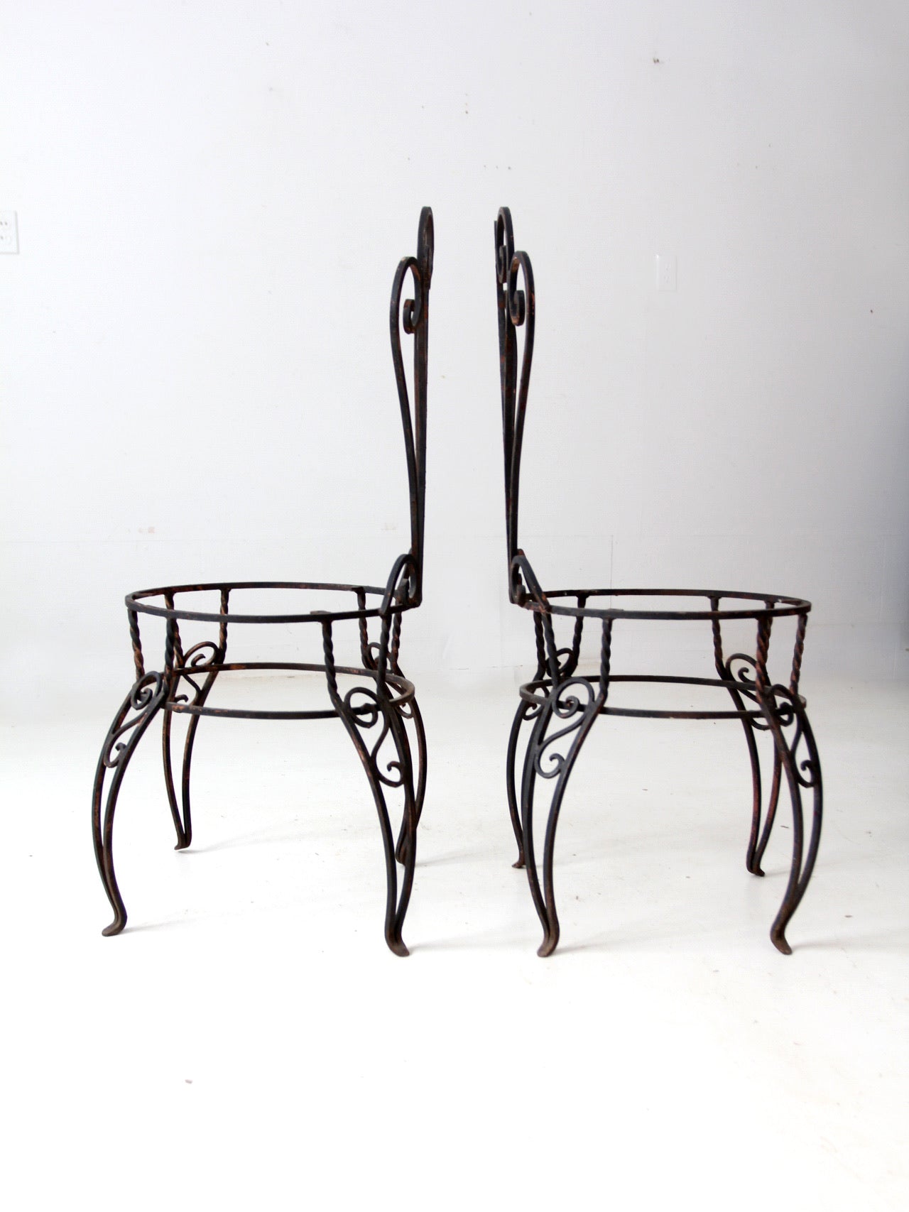 vintage metal garden chairs pair