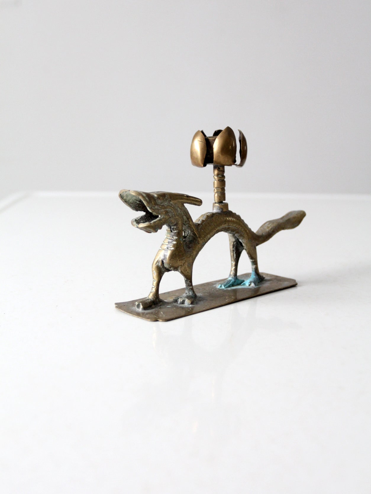 vintage Chinese brass candle holder