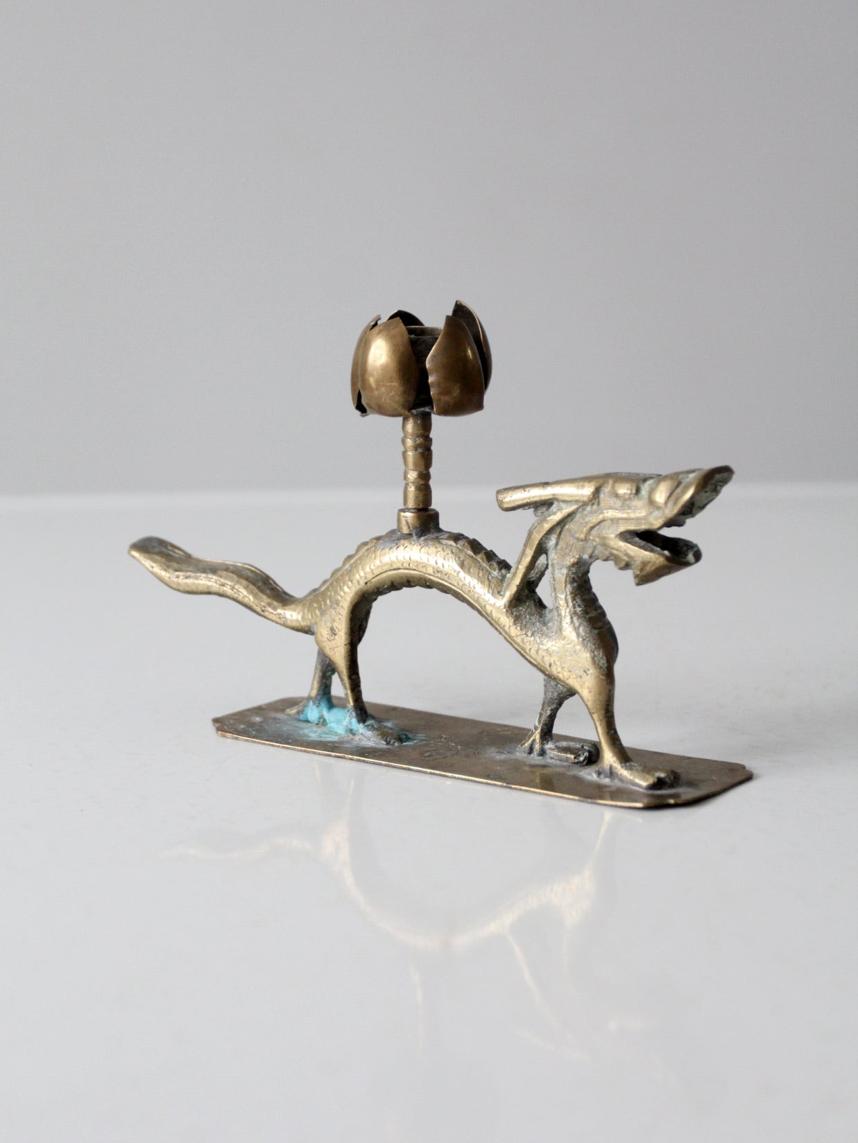 vintage Chinese brass candle holder