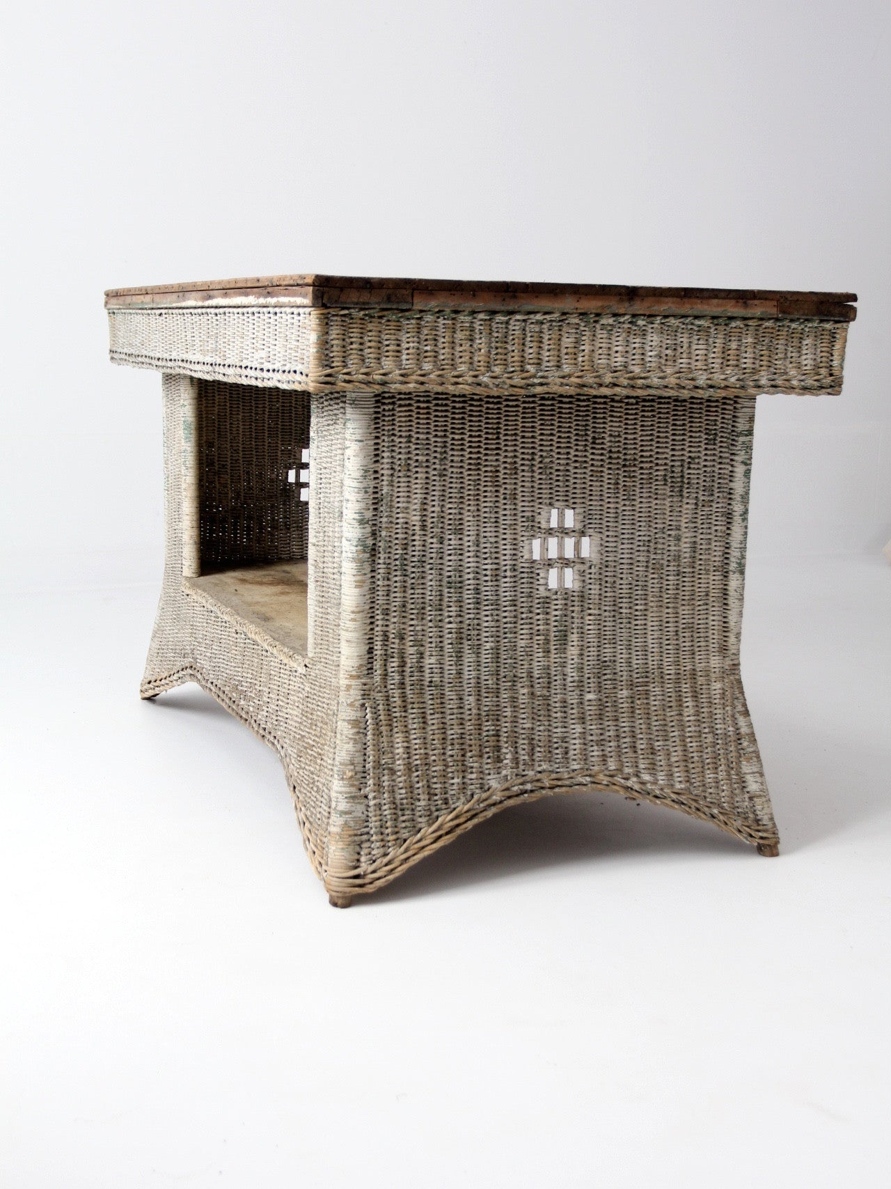 antique wicker library table