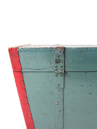 antique blue hand-painted wood trunk