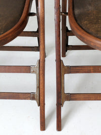 antique wooden folding chairs pair