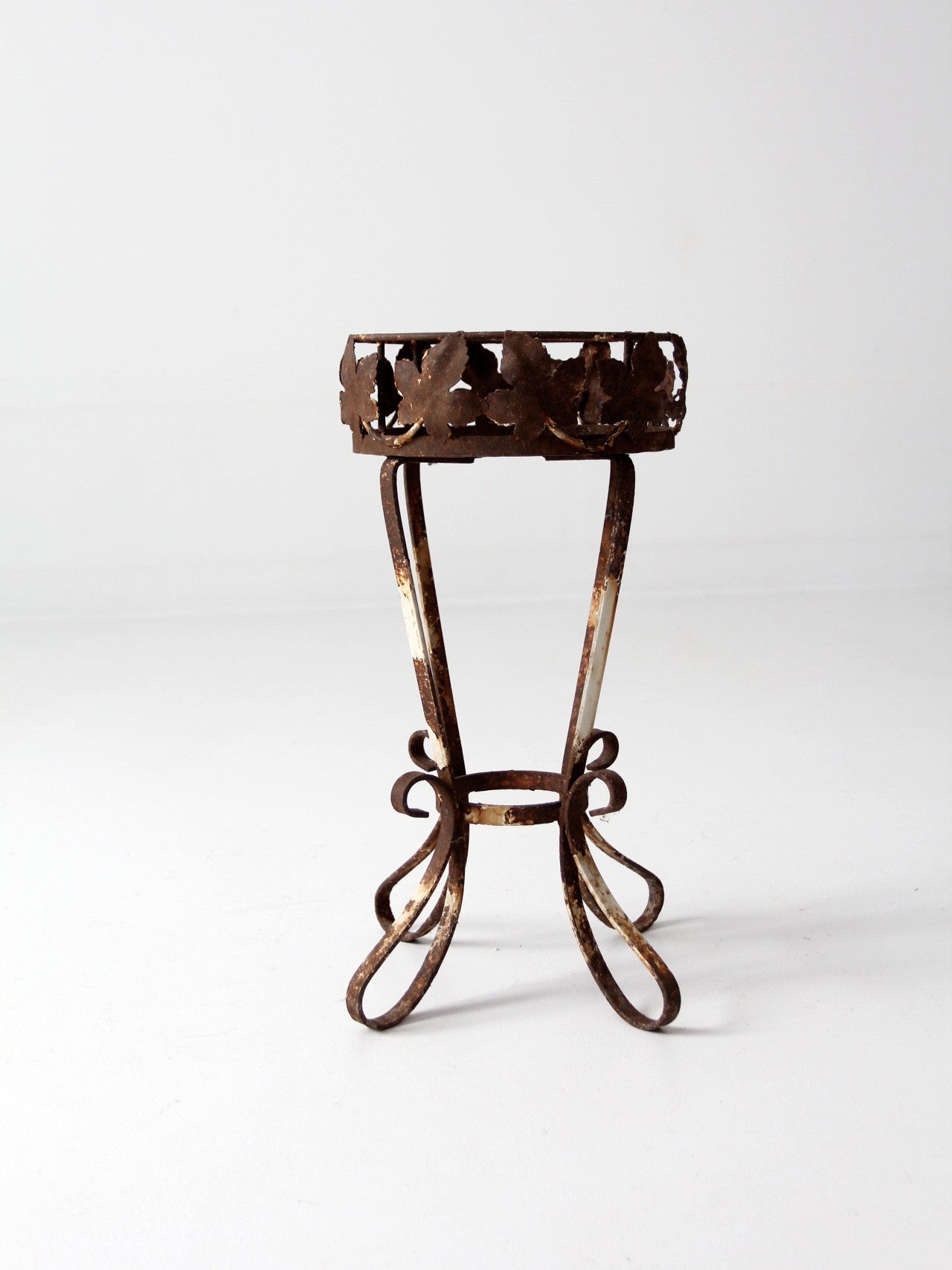 vintage white iron plant stand