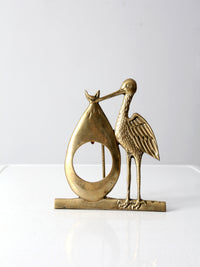 mid century brass stork picture frame