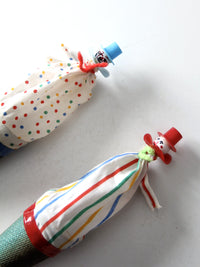 vintage pop up clown cone puppets pair