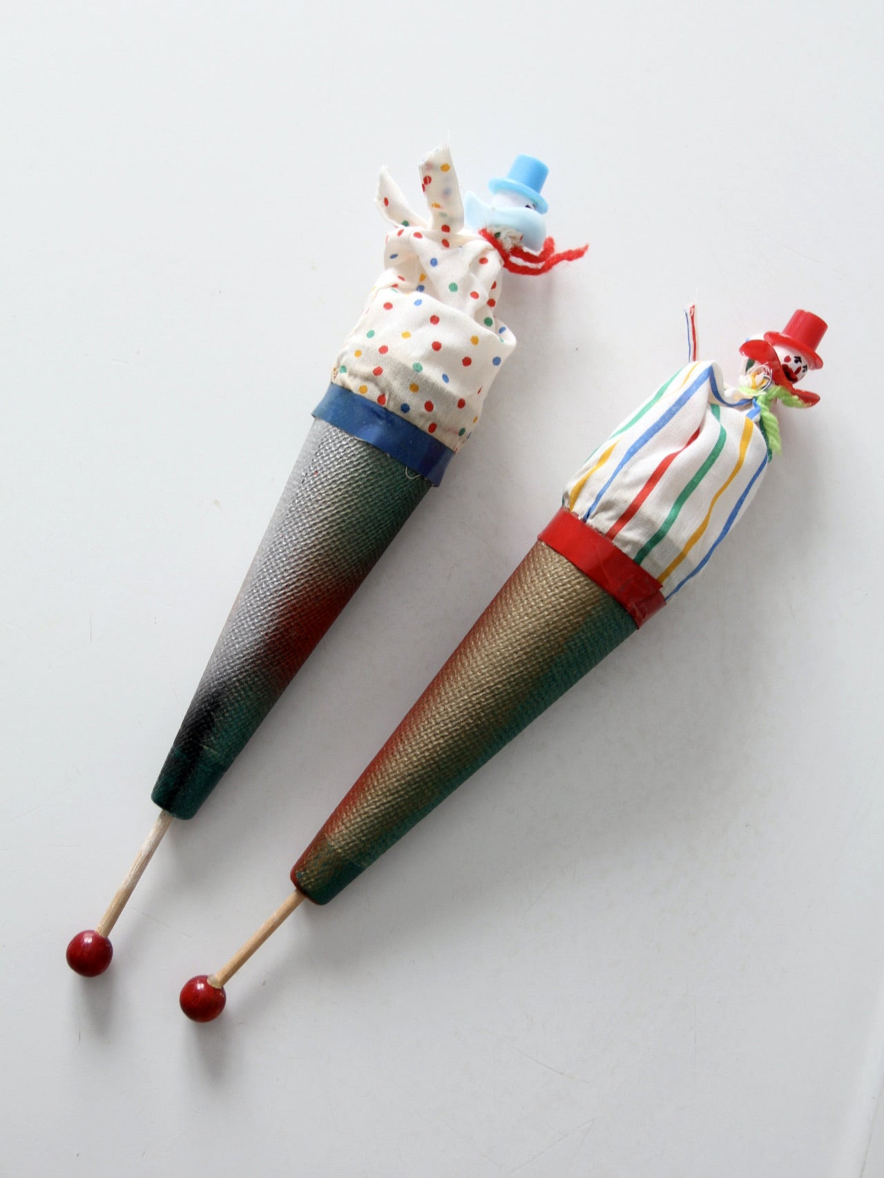 vintage pop up clown cone puppets pair
