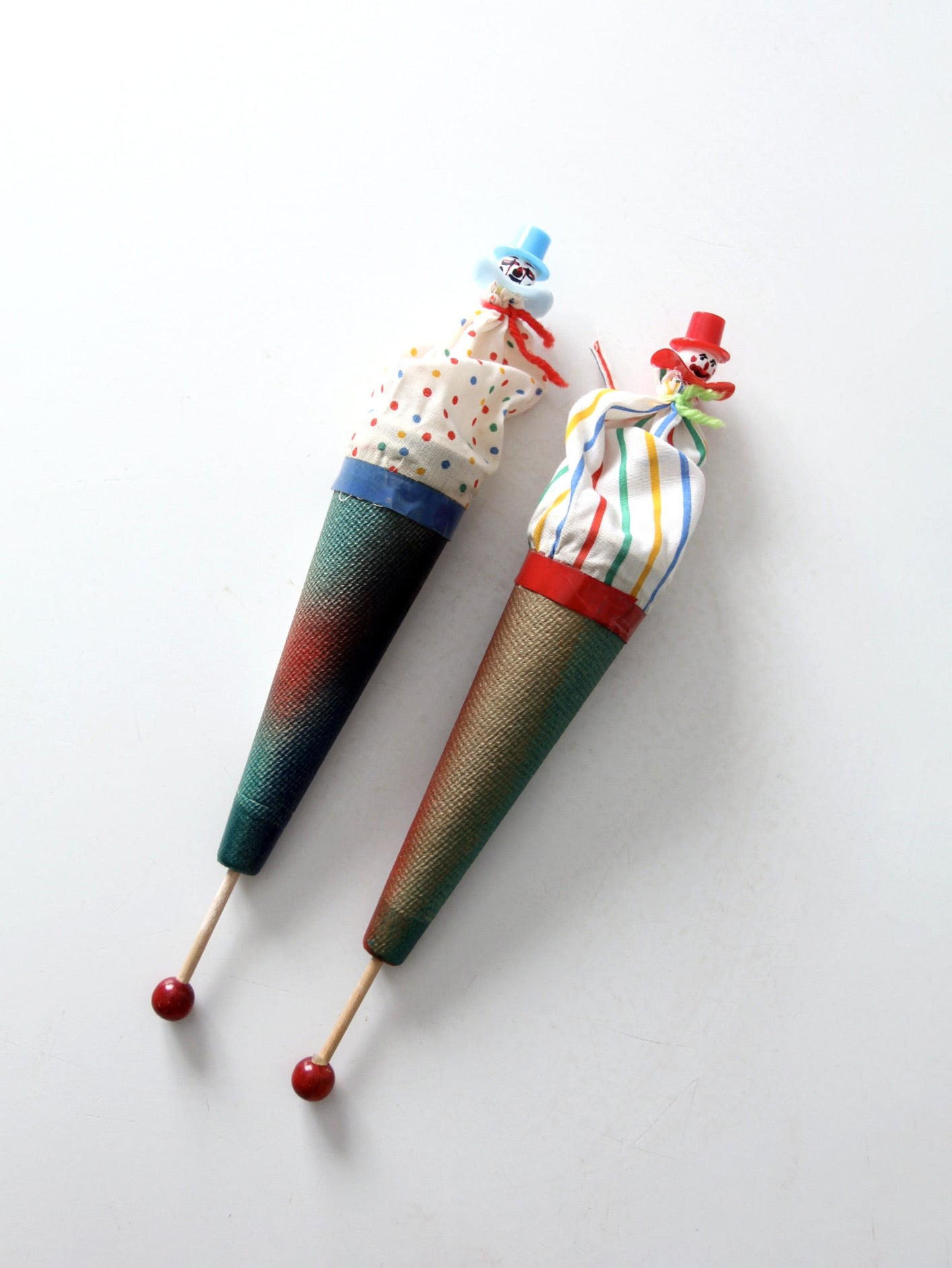 vintage pop up clown cone puppets pair