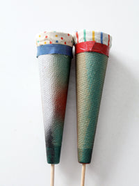 vintage pop up clown cone puppets pair