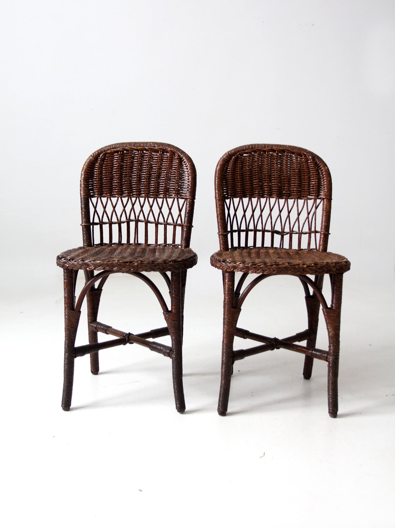 antique wicker chairs pair