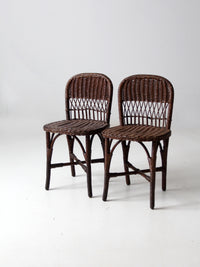 antique wicker chairs pair