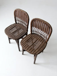antique wicker chairs pair