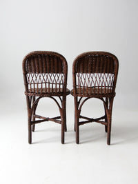 antique wicker chairs pair