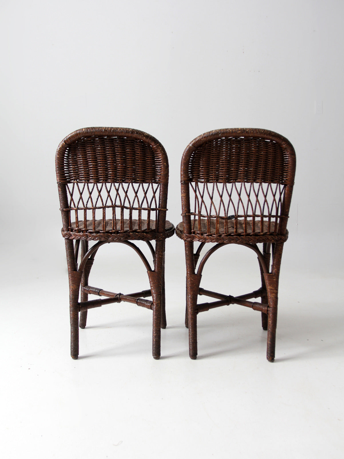 antique wicker chairs pair