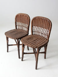 antique wicker chairs pair