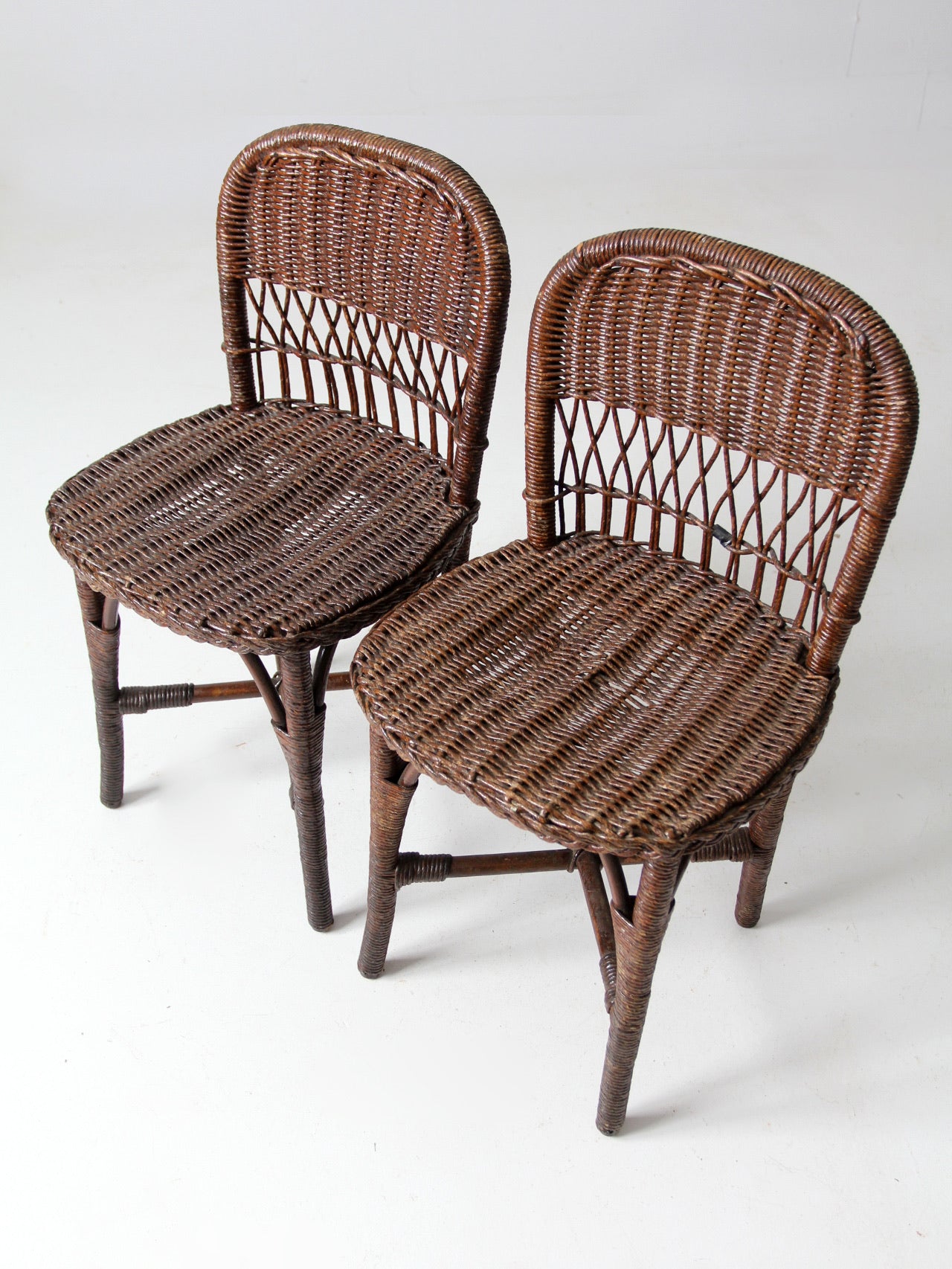 antique wicker chairs pair