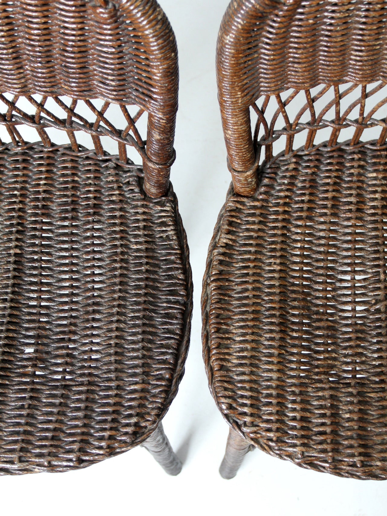 antique wicker chairs pair