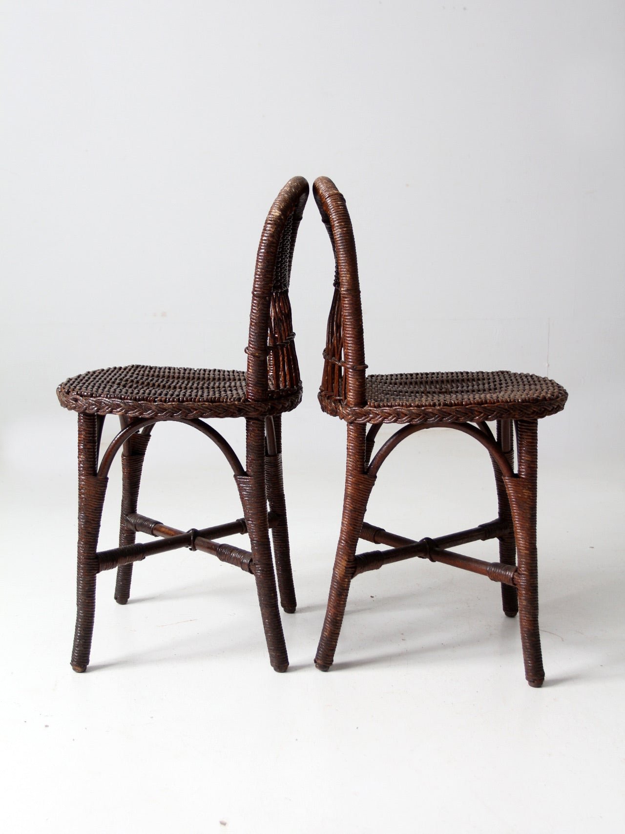 antique wicker chairs pair