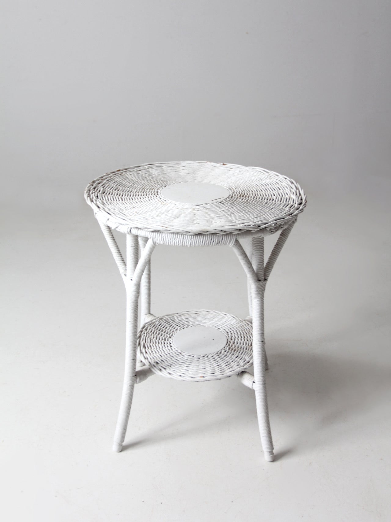 antique white wicker table