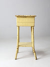 antique bamboo side table with storage top