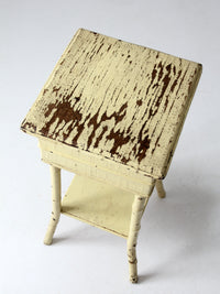 antique bamboo side table with storage top