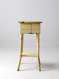 antique bamboo side table with storage top