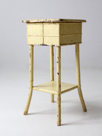 antique bamboo side table with storage top