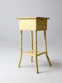 antique bamboo side table with storage top