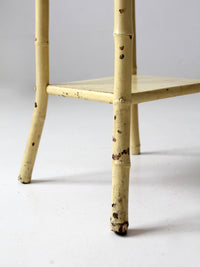 antique bamboo side table with storage top