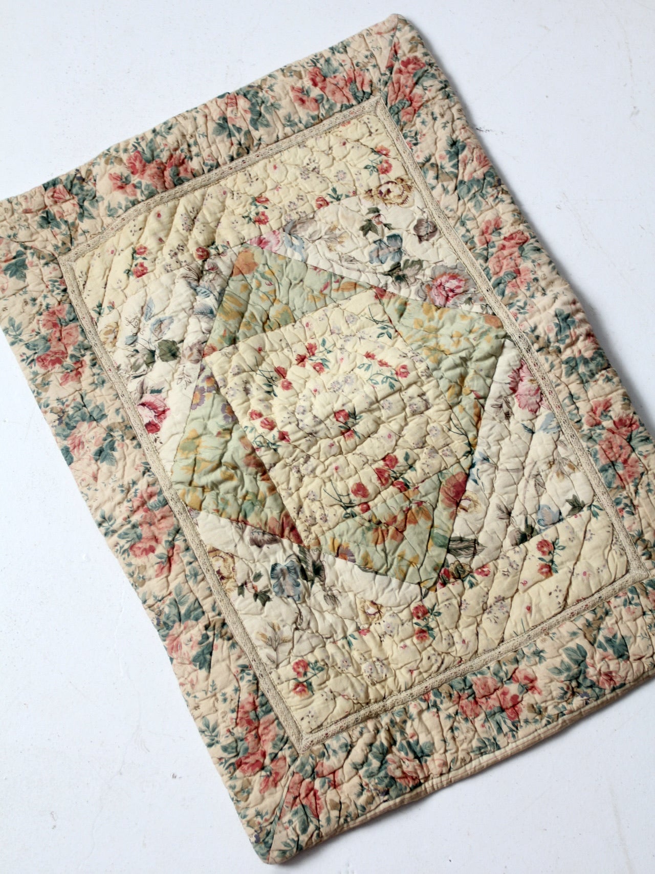 vintage quilted floral pillow sham