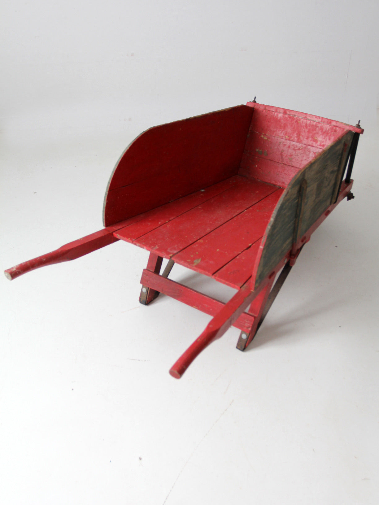 antique wooden wheelbarrow