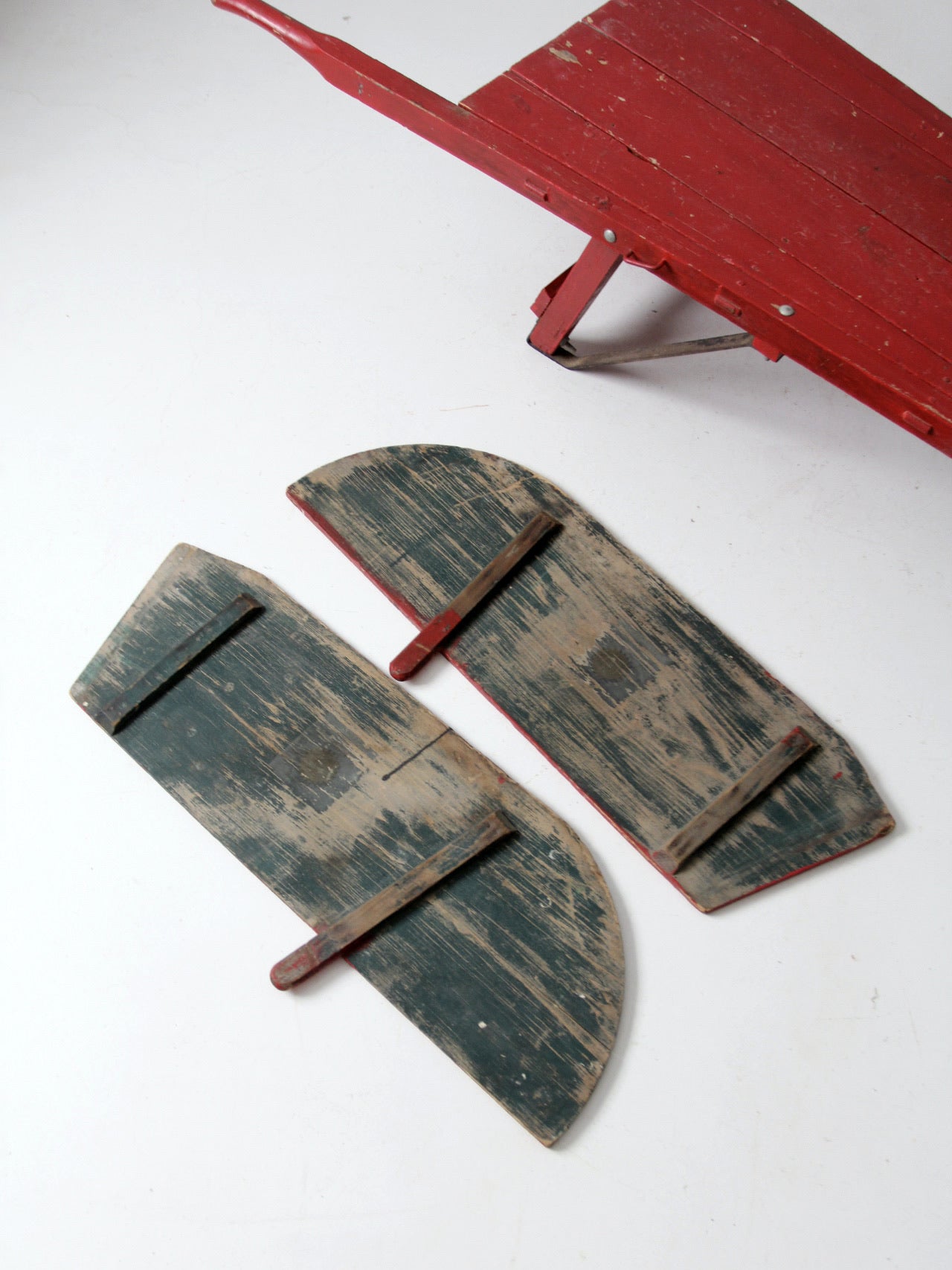 antique wooden wheelbarrow