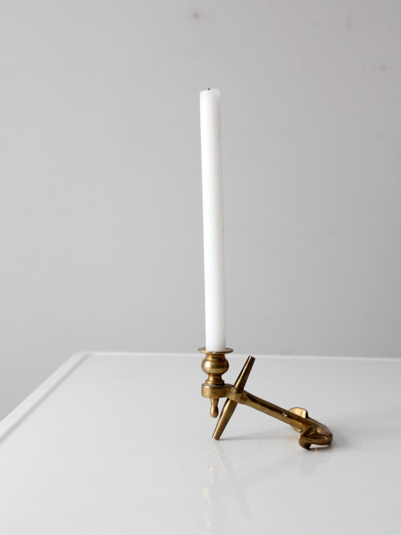 mid century brass anchor candlestick holder