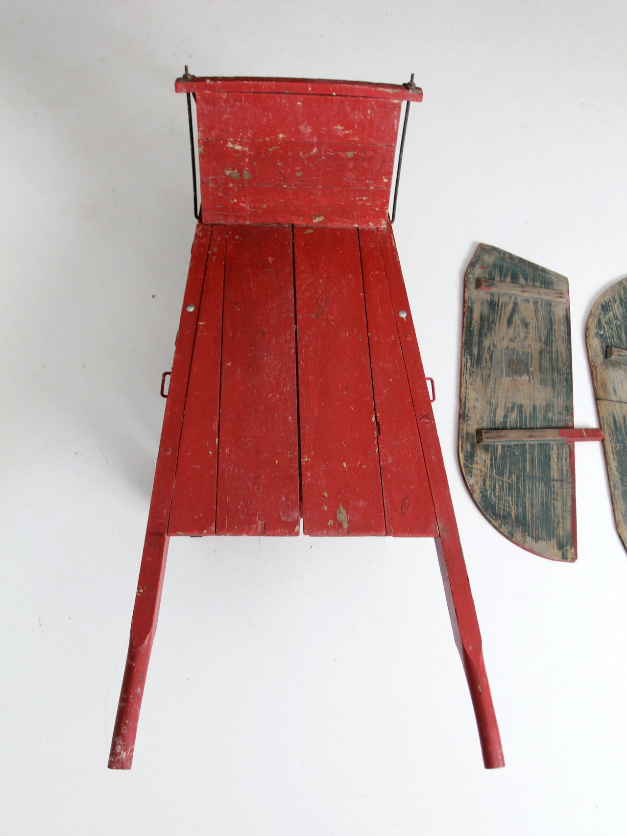 antique wooden wheelbarrow