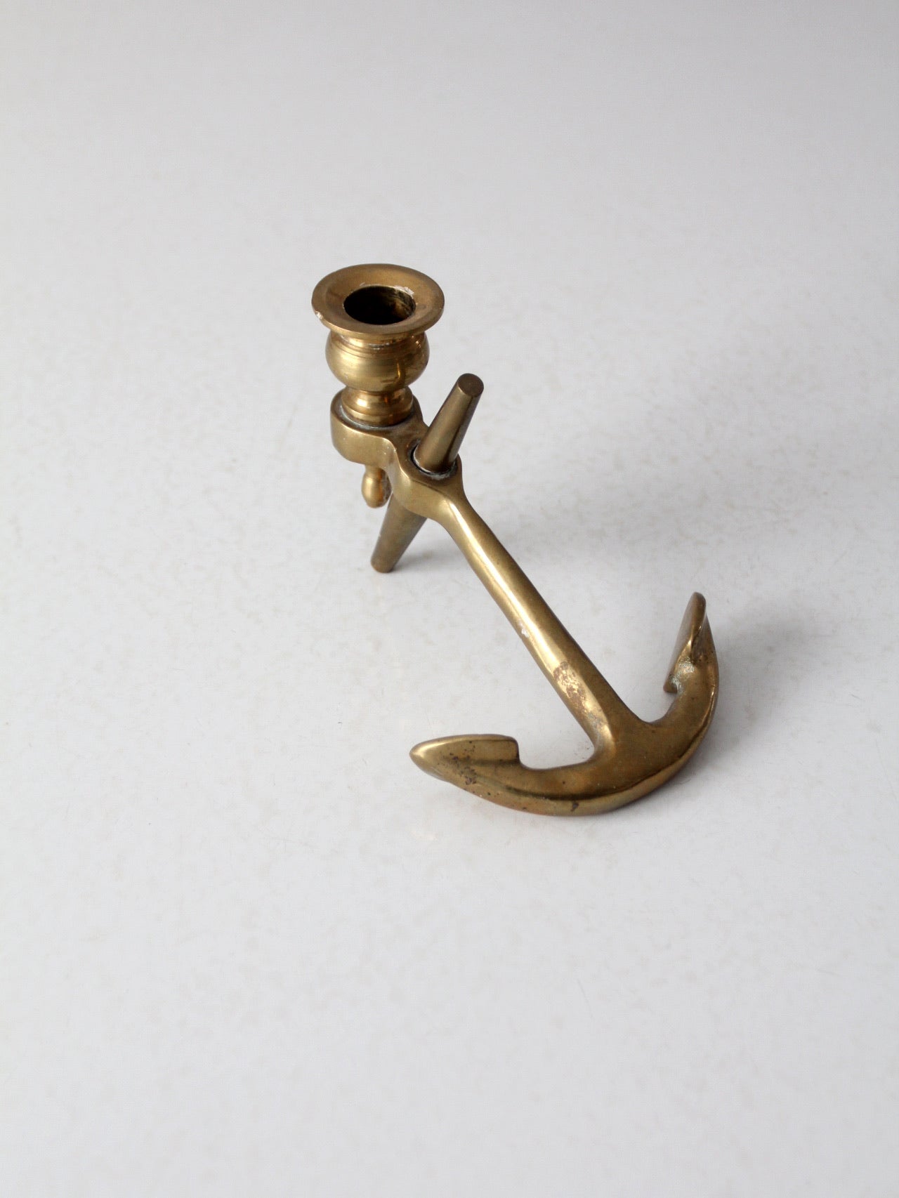 mid century brass anchor candlestick holder