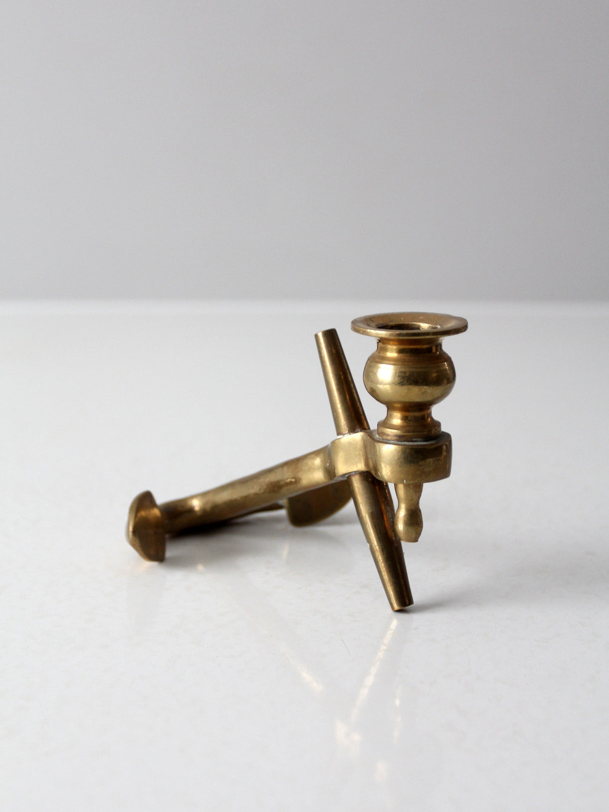 mid century brass anchor candlestick holder