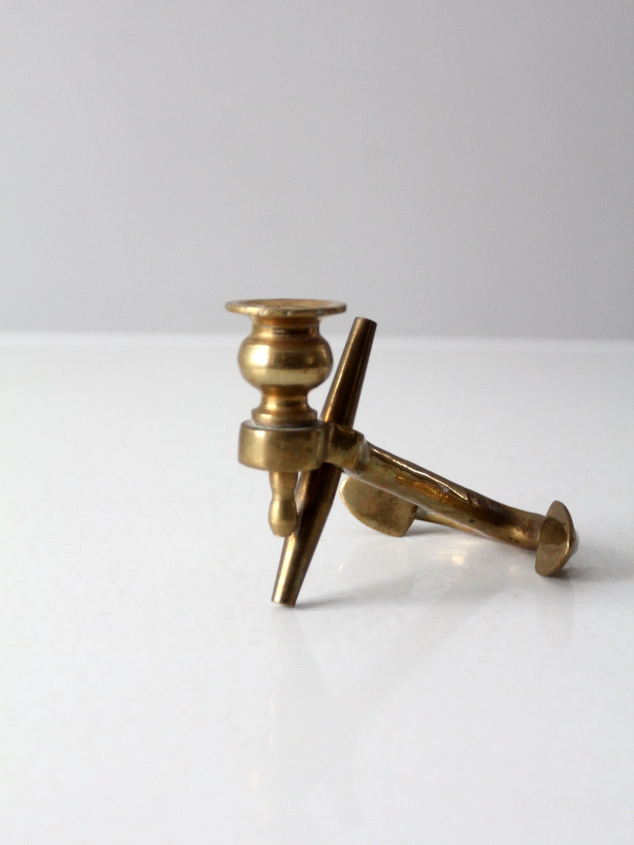 mid century brass anchor candlestick holder