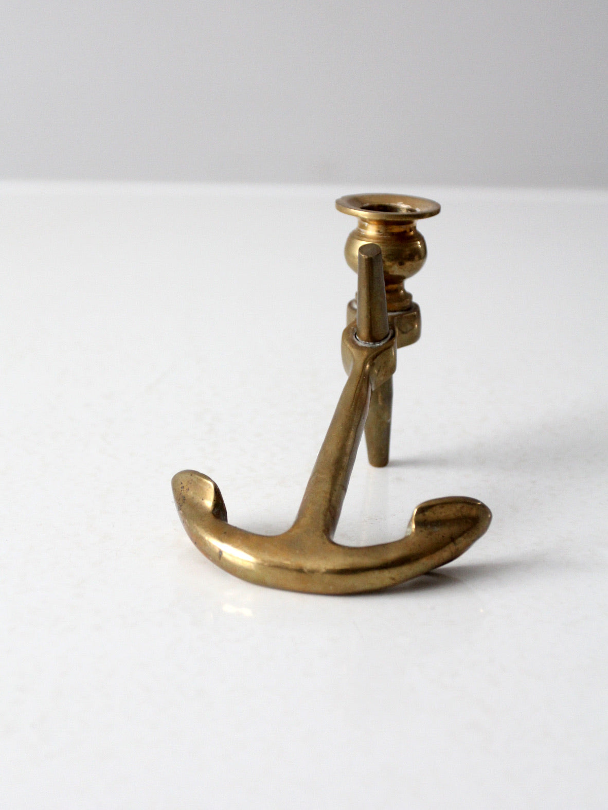 mid century brass anchor candlestick holder