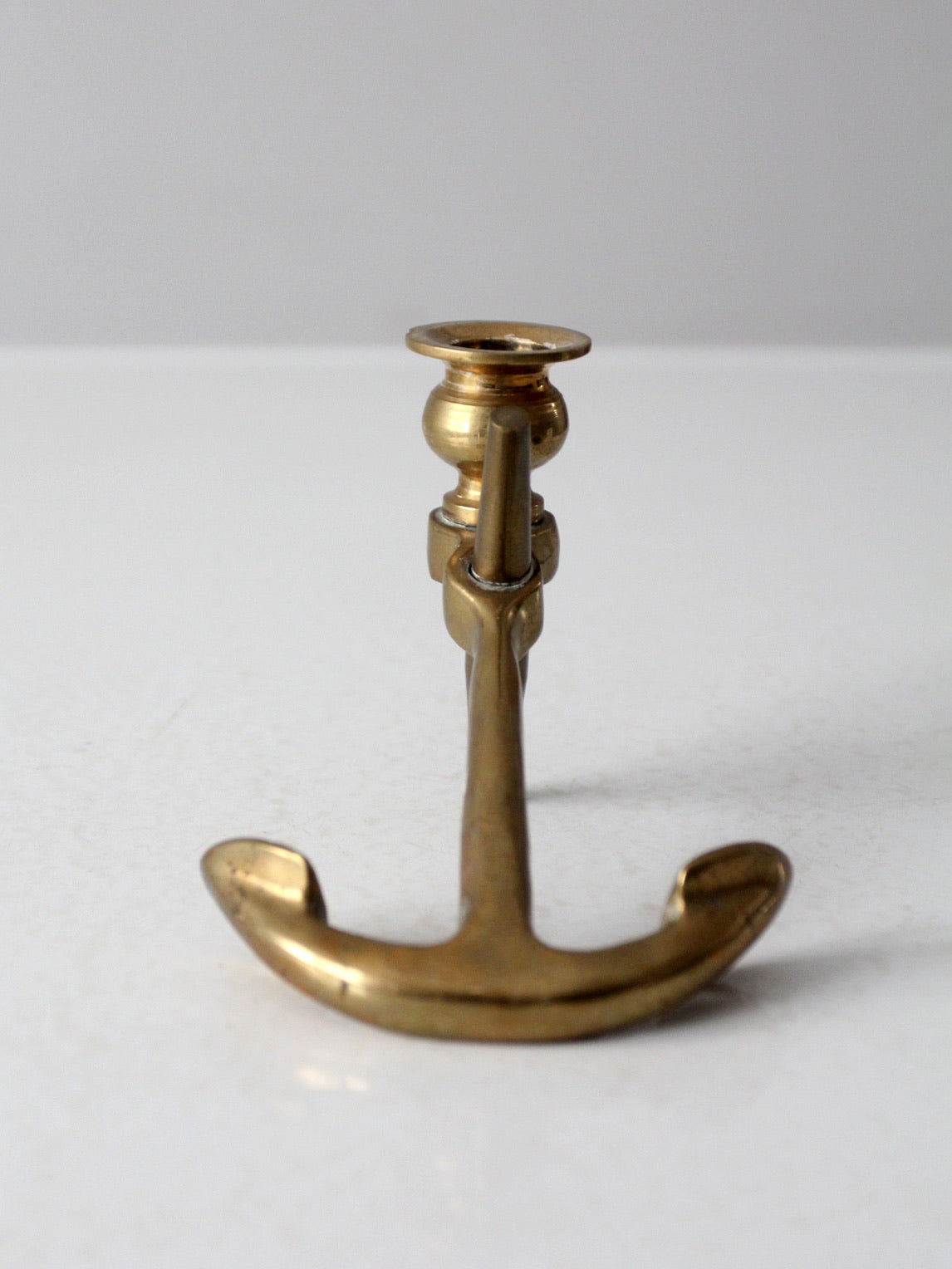 mid century brass anchor candlestick holder