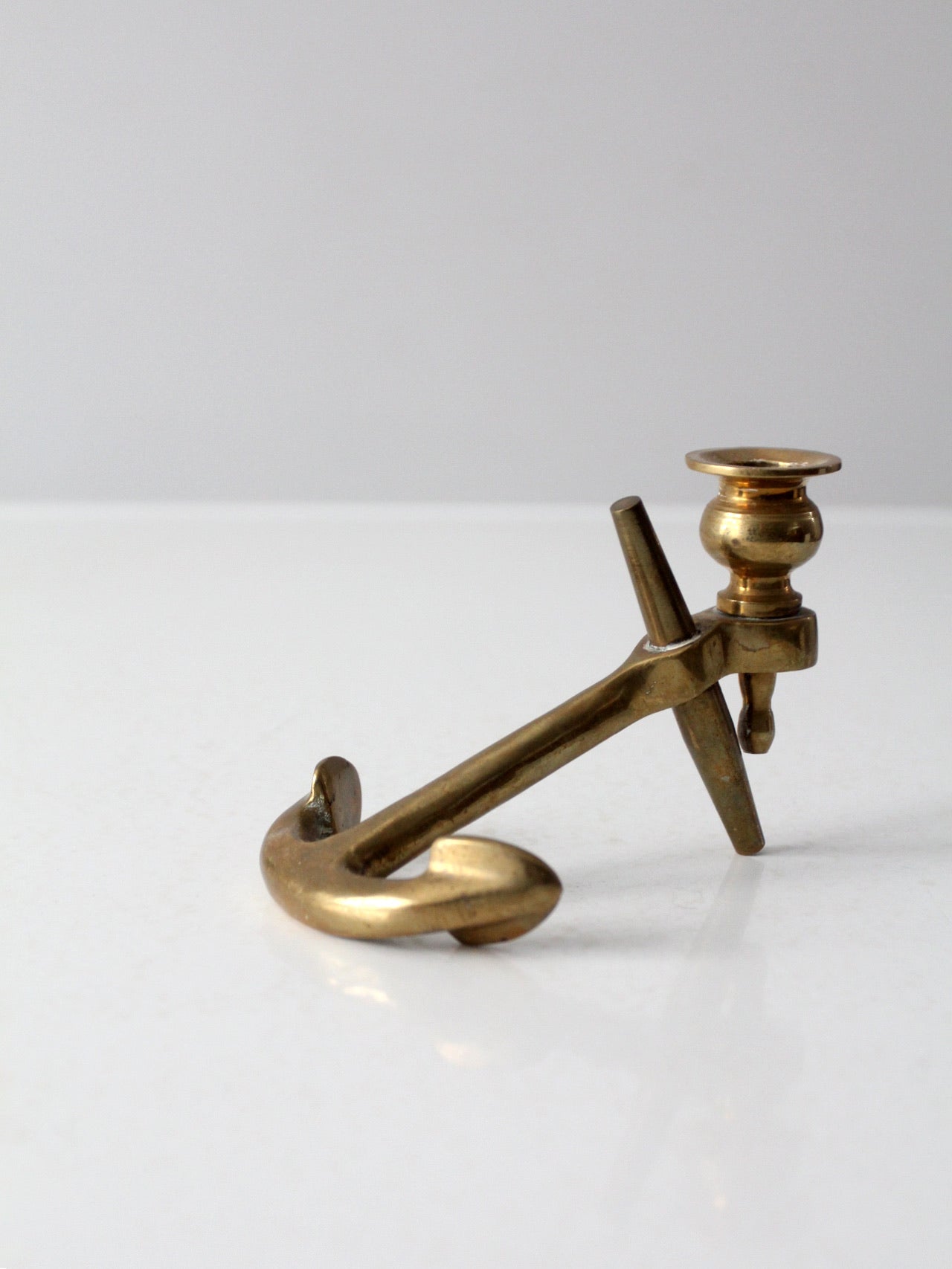 mid century brass anchor candlestick holder